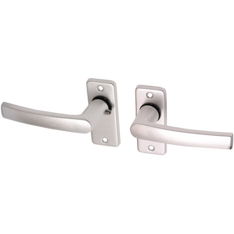 Poignée de porte sur rosace aluminium modèle bloc rectangulaire -