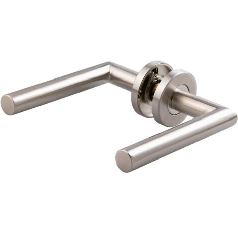 Poignée de porte sur rosace inox - Bec de cane - V19 - Normbau