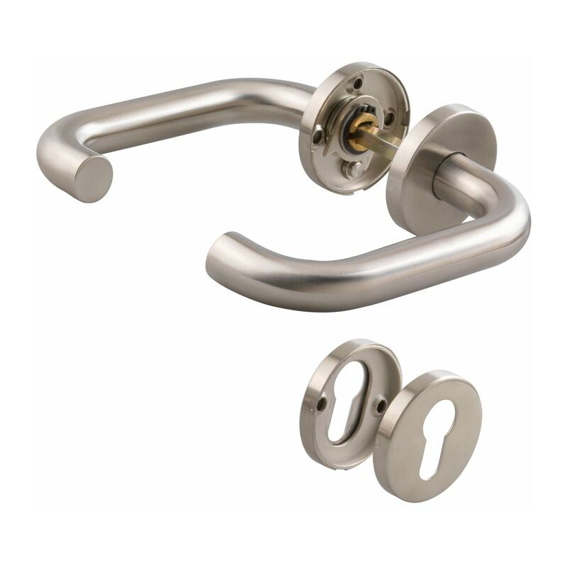 Poignée de porte sur rosace inox mat - Clé I - EsT.ZG 41 - Normbau