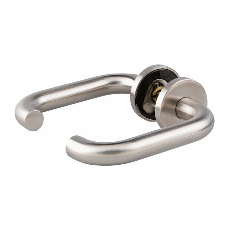 Normbau - Poignée de porte sur rosace inox mat - Bec de cane - EsT.ZG 41