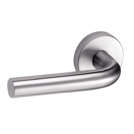 Poignée de porte sur rosace inox satinée - Bec de cane - Linox 491 - Vachette