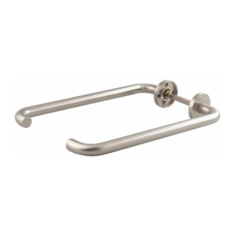 Normbau - Poignée de porte sur rosace ronde inox - 320 mm - Bec de cane - est.zg 41 série Hopital