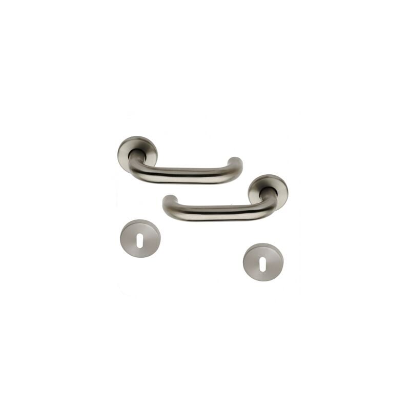 Ouvre&deco - Poignée de porte intérieure design en inox sur rosace ronde Clé l, tubulaire