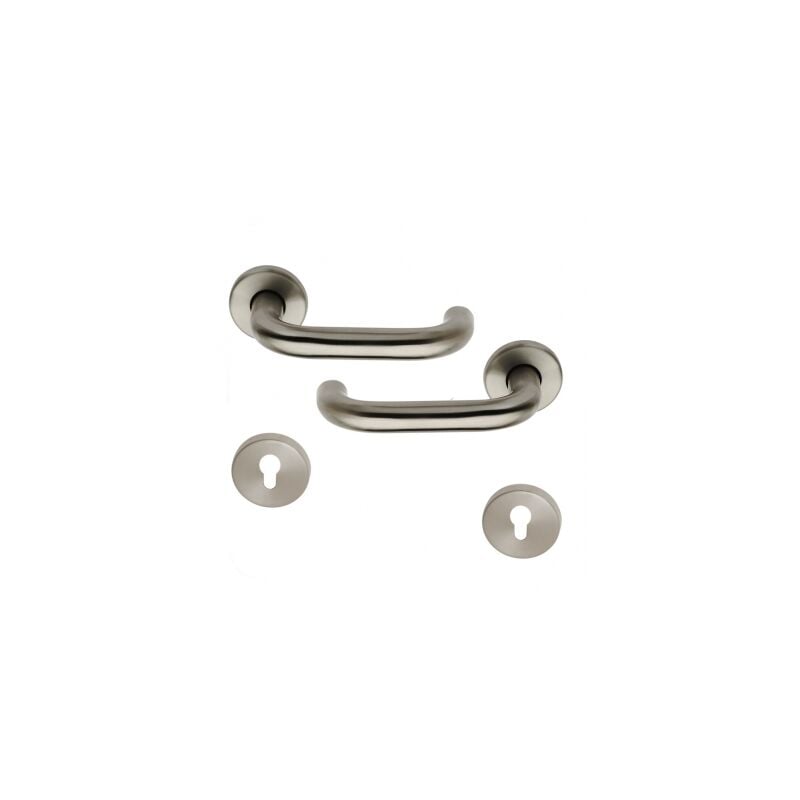 Poignée de porte extérieure design en inox sur rosace ronde Clé i, tubulaire
