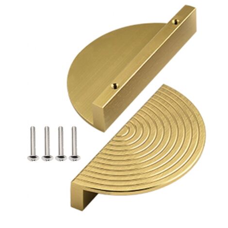Poignée de porte tiroir en demi-cercle doré-2Pièces Boutons demi-lune en demi-cercle avec vis,Quincaillerie solide pour armoire,Pour meubles cuisine salle de bain placard,4in/100mm