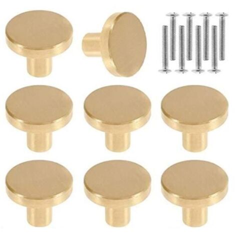 Poignée de porte - Vintage - Lot de 8 - Laiton massif - 20 x 25 mm - Finition brillante