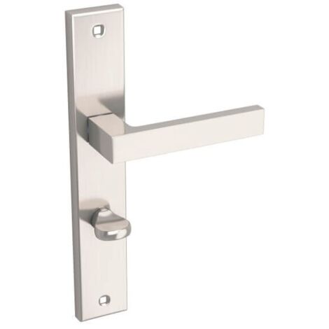 Poignée de porte WC QUBIK Satin 72 mm sur plaque longue