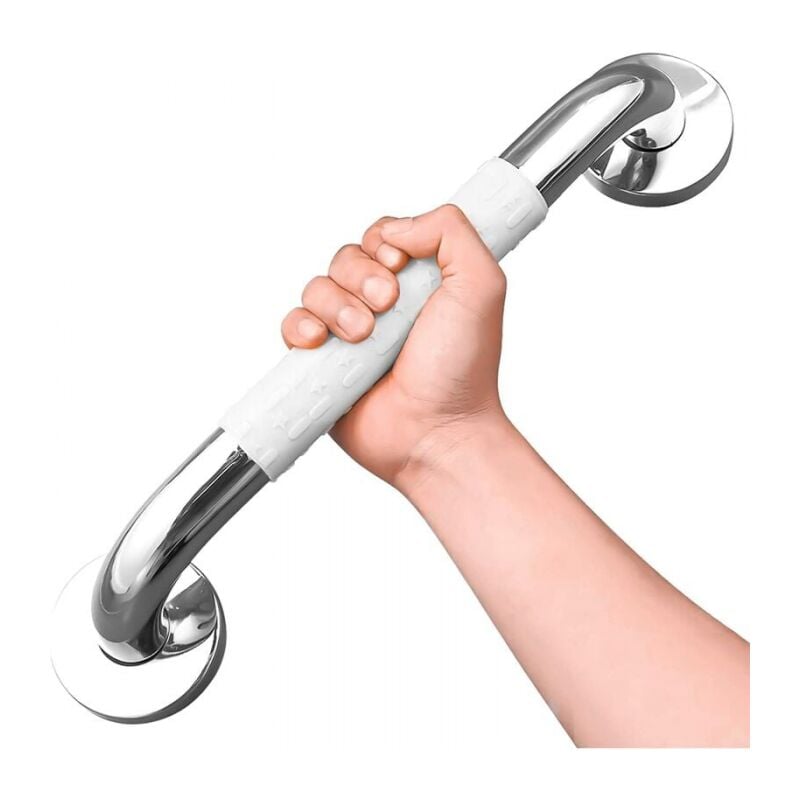 Poignée de sécurité antidérapante blanche de 30 cm pour salle de bains Barre d'appui murale pour salle de bains pour enfants/ personnes âgées avec