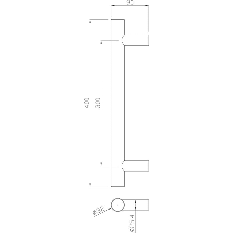 Heracles - Poignée tirage 5010 32X400mm inox brossé B-INOX-PT105