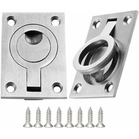 Poignée de Tiroir 2 Pièces Casier Cabinet Poignée Poignées en Acier Inoxydable Bateaux Poignée Marine Trappe Encastrée pour Bateau Poignée de Traction Encastrée avec 8 Vis （64 x 46 mm）