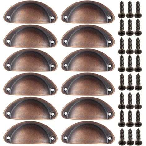 Poignée de tiroir 82 mm, lot de 12 poignées de meuble avec vis, pour commode, armoire, coiffeuse et dressing
