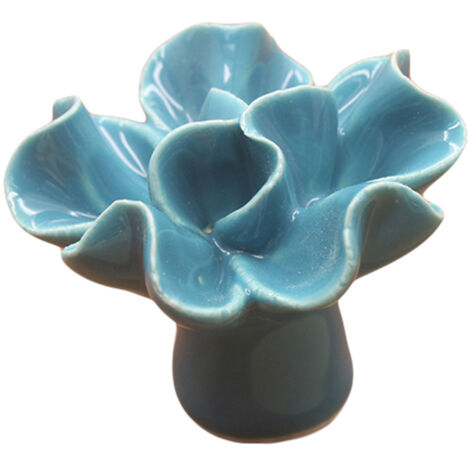 Poignée de tiroir en céramique bleue pour meuble, armoire et porte - Quincaillerie décorative