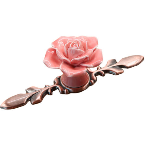Poignée de tiroir en céramique rose avec base alliage pour meuble armoire poignée de porte 5