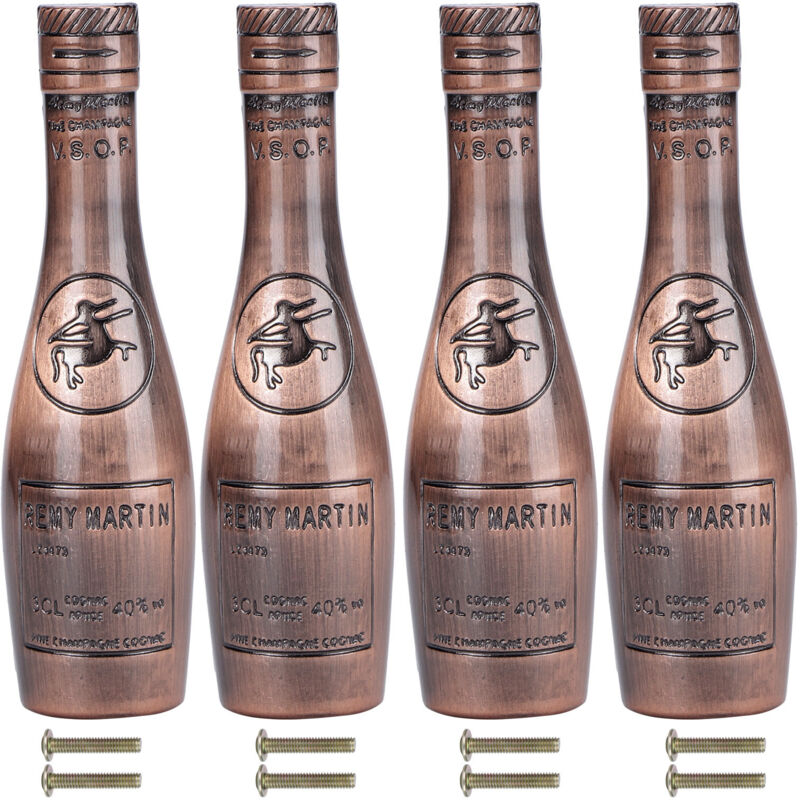 Poignée de Tiroir en Forme de Bouteille de Vin Antique - Alliage de Zinc - Lot de 4 - Cuivre Vieilli