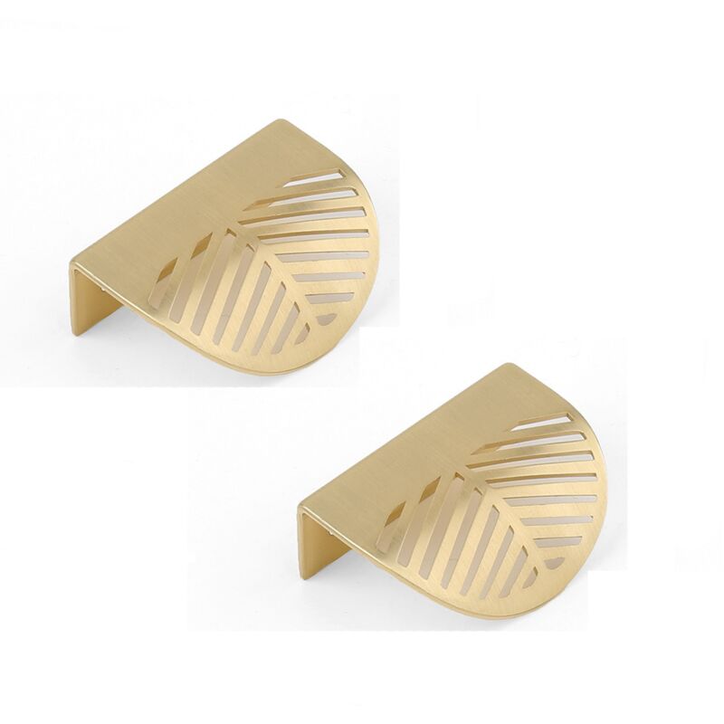 Poignée de tiroir en forme de feuille dorée, 2 pièces (60mm), poignée de porte de meuble en laiton, poignée de porte d'armoire et de placard