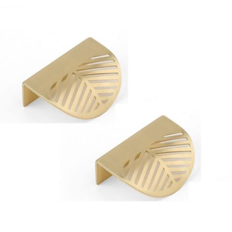 Poignée de tiroir en forme de feuille dorée, 2 pièces (60mm), poignée de porte de meuble en laiton, poignée de porte d'armoire et de placard