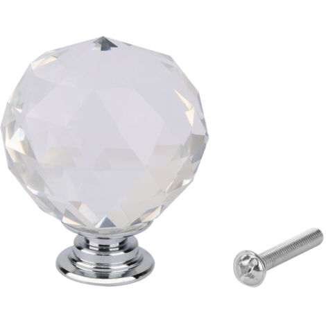 Poignée de tiroir en verre cristal transparent 40mm, forme boule, pour meuble et armoire (1 pièce)