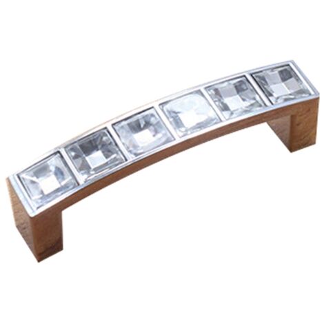Poignée de tiroir et placard en verre cristal brillant, chromé 64mm, pour meuble et dressing