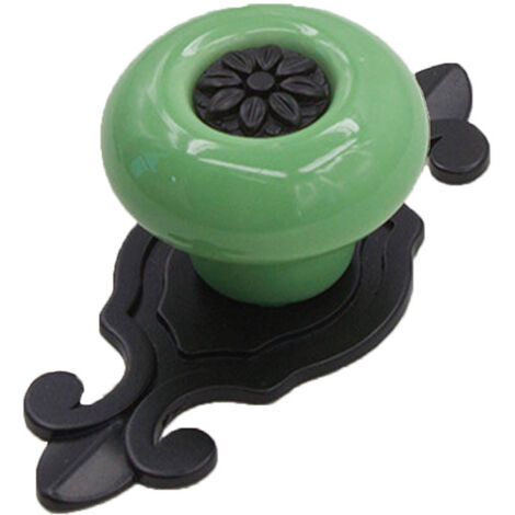 Poignée de tiroir vintage en céramique, bouton de porte noir-vert pour meuble et armoire