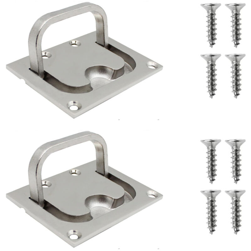 Poignée de Trappe pour Bateaux Poignée Marine en Acier Inoxydable Trappe Encastrée pour Bateau Poignée de Traction Encastrée avec 5 Vis pour Casier