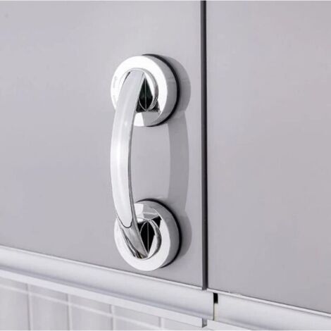 Poignée de ventouse, réfrigérateur tiroir salle de bains ventouse mur main courante, baignoire douche poignée, cuisine tiroir ventouse armoire poignée (Couleur argent)