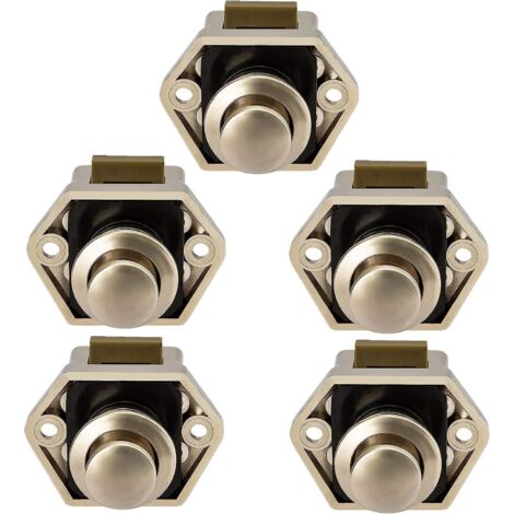 Poignée de verrouillage à bouton-poussoir en nickel, 5 pièces, pour porte de camping-car, caravane ou placard