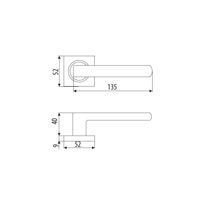 Poignée DH40, Unico, plaque carrée, nickel satiné