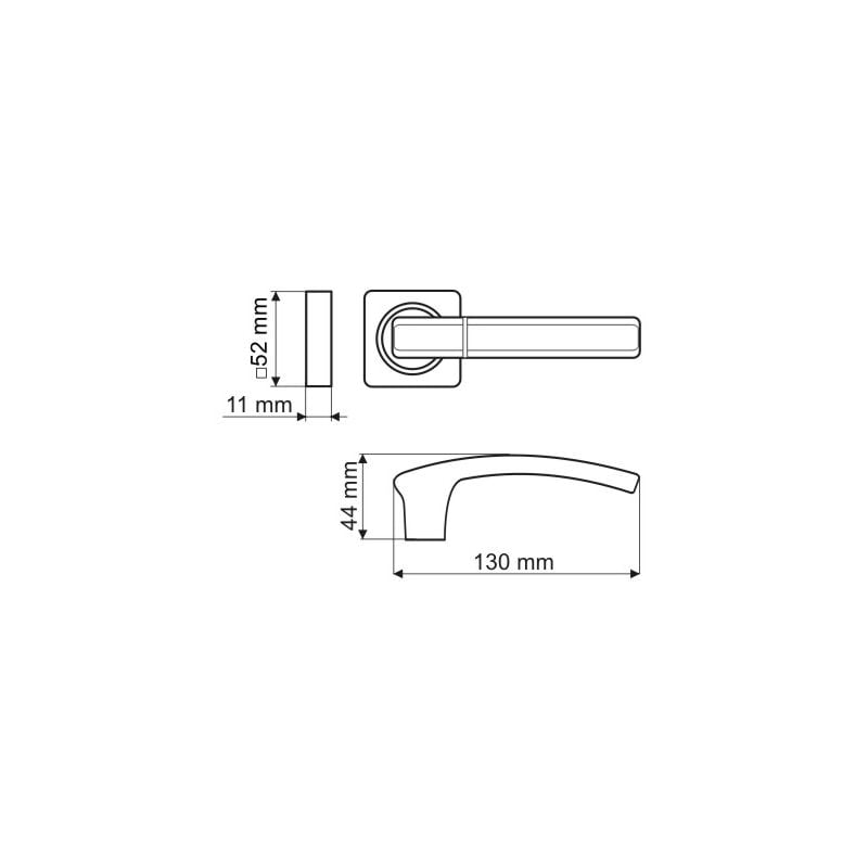 Poignée DH91, Carino, Basic Line, plaque carrée, chrome brillant, nickel brossé