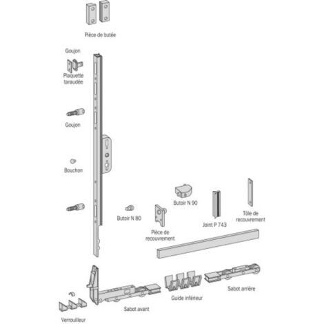 Poignée DIRIGENT intérieure sans trou de barillet C40-finition argent 6-24605-40-0-1 - FERCO