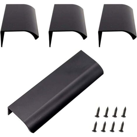 Poignée Dissimulée en Aluminium, Lot de 4 Poignée de Meuble Invisible en Alliage D'aluminium Pour Armoires de Cuisine, Salon (120x40mm) (Noir)