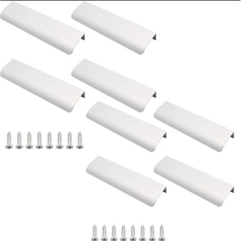 Poignée Dissimulée en Aluminium(15x4cm), Lot de 8 Poignée de Meuble Invisible en Alliage D'aluminium Pour Armoires de Cuisine, Salon