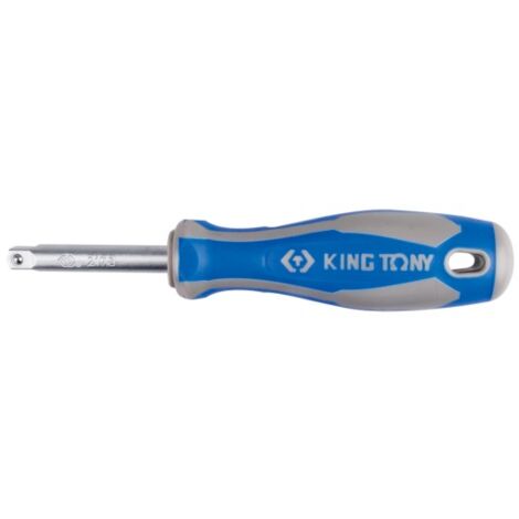 Poignée emmanchée pour douille 1/4 – Acier chrome-vanadium – Manche bi-matière ergonomique – Longueur 150 mm, poids 71 g – King Tony