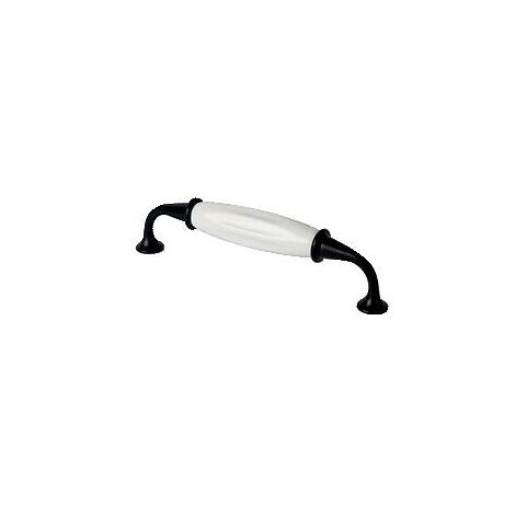 Poignée en acier et porcelaine CS 220661 - entraxe 128 mm - noir mat et blanc - Interges