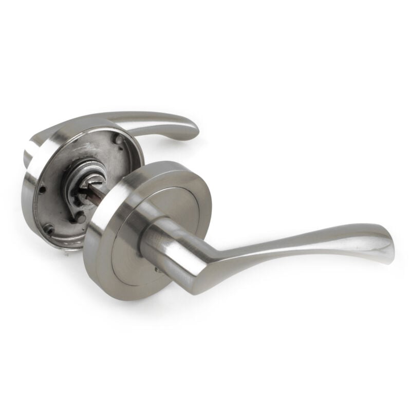 Poignée en aluminium avec rosace de poignée courbée de 65 mm chrome mat