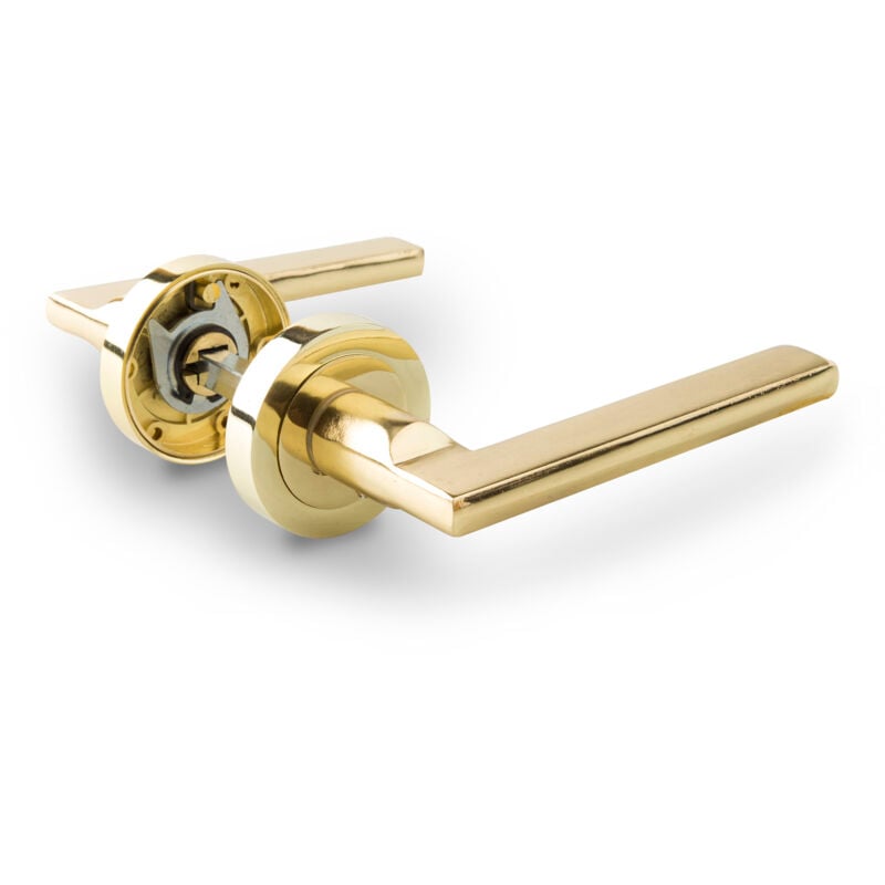 Poignée en aluminium avec rosace de poignée droite dorée brillante