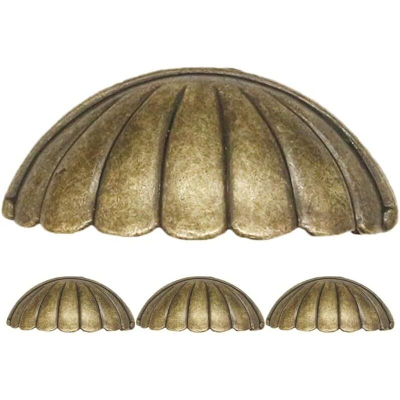 Poignée en coquillage, poignée de porte en laiton en 4 parties, poignée de meuble vintage