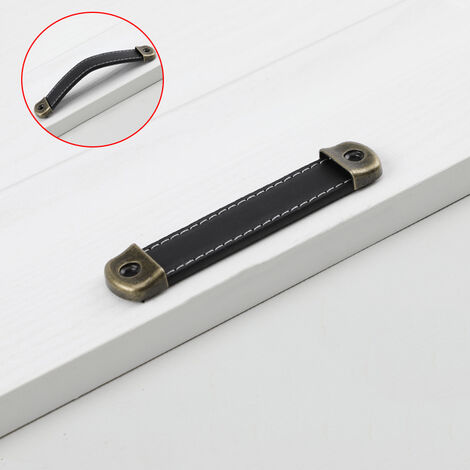 Poignee en Cuir 6 Pièces Meuble Poignées de Tiroirs Placards Cuir Poignée de Porte de Meubles Cuisine Tire Boutons avec Vis Poignee Cuirpour Salle de Bain Armoires de Cuisine Et Porte