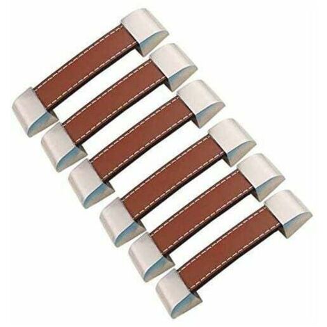 Poignée en cuir-poignées de placard Poignée Armoire pour armoire, cuisine et porte (jaune 96mm, 6pcs)