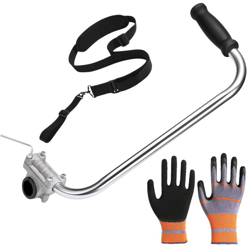 Poignée ergonomique pour débroussailleuse,38cm Accessoires de jardin avec gants, bandoulière multifonctionnelle pour cour
