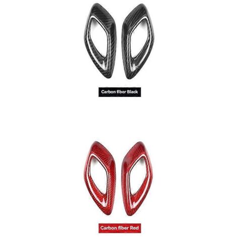Poignée intérieure de porte de voiture en fibre de carbone, autocollant de garniture intérieure rouge
