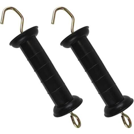 Poignée isolée en 2 parties pour clôture électrique, poignée de portail électrique en plastique noir, 25 cm, accessoire de sécurité pour clôtures de jardin, de ferme et pour chevaux.