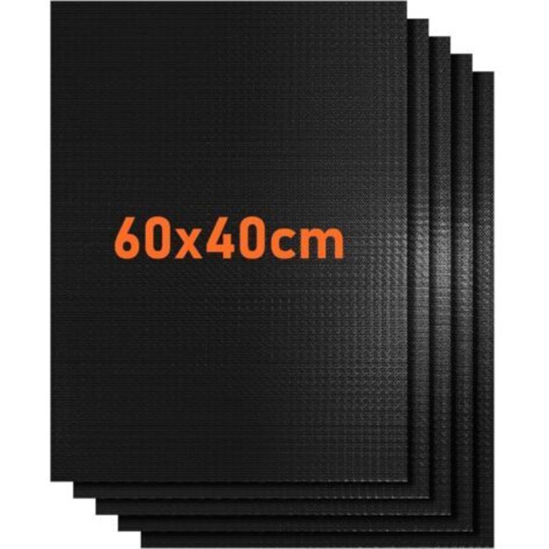 Tapis de Cuisson Barbecue 40 60 cm, 5 Pièces Gaz/Electrique/Charbon BBQ Tapis four Non Stick Four en Téflon, Réutilisable, Nettoyage Facile et