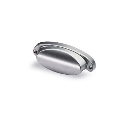 Poignée lorica 64 mm - Hauteur : 22 mm - Décor : Etain - Matériau : Zinc - Entraxe : 64 mm - Section : 33 x 100 mm - HETTICH