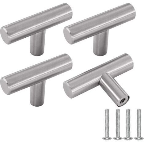 Poignée Meuble, Argent Boutons de Portes Pour Placards en Acier Inoxydable 4 Pièces Bouton de Meuble Cuisine Vintage avec Vis