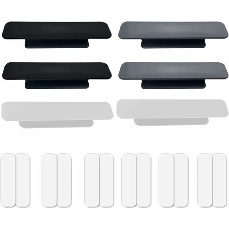 Poignée Meuble Autocollante 6pcs Poignée Adhésive pour Porte Coulissante Auto Adhésif Fenêtre Poignée de Porte Auto-Adhésive(Blanc, Noir, Gris)