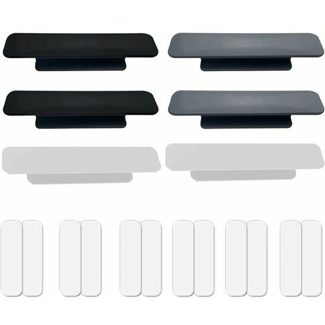 Poignée Meuble Autocollante 6pcs Poignée Adhésive pour Porte Coulissante Auto Adhésif Fenêtre Poignée de Porte Auto-Adhésive(Blanc, Noir, Gris)