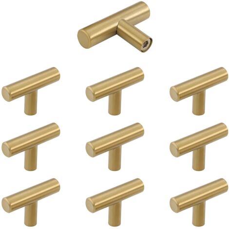 Poignée Meuble, Doré Boutons de Portes pour Placards en Acier Inoxydable 10 Pièces Bouton de Meuble Vintage avec Vis pour Commode, Décoration d'intérieur