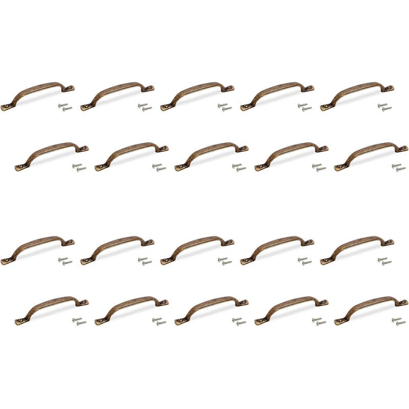 Emuca - Lot de 20 poignées pour meubles Nairobi, L139mm, entraxe 96mm, Zamak, Bronze