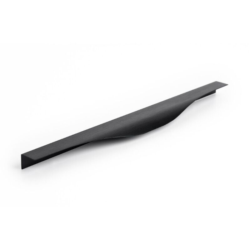 Poignée de meuble en aluminium noir brossé 200mm – Entraxe 128mm – Design ondulé pour cuisines et salles de bain – Viefe