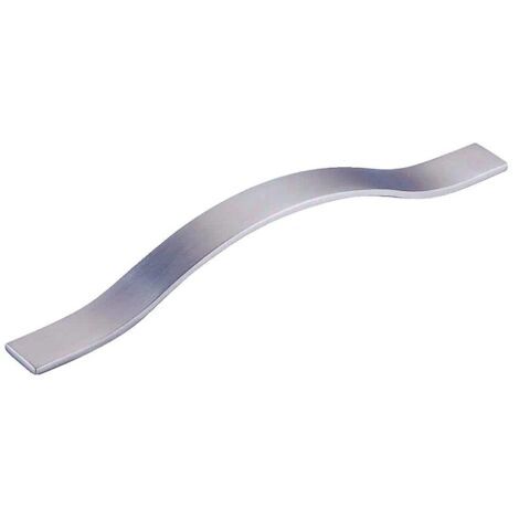 Poignée plate courbe entraxe 128 mm zamak nickelé mat aspect inox